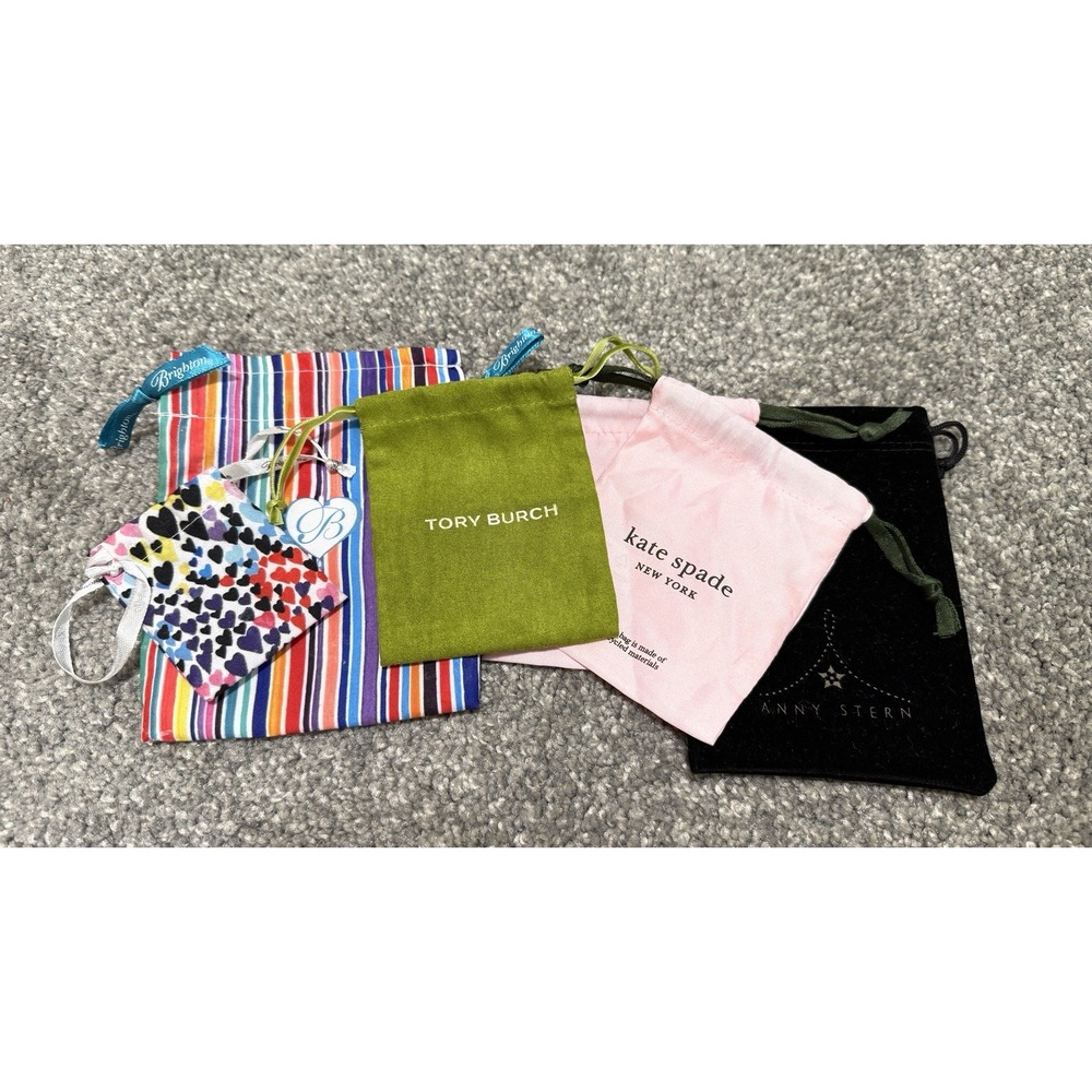 Lot 6 Drawstring Jewelry Fabric Dust Bags Brighton Kate Spade Tory Burch Stern